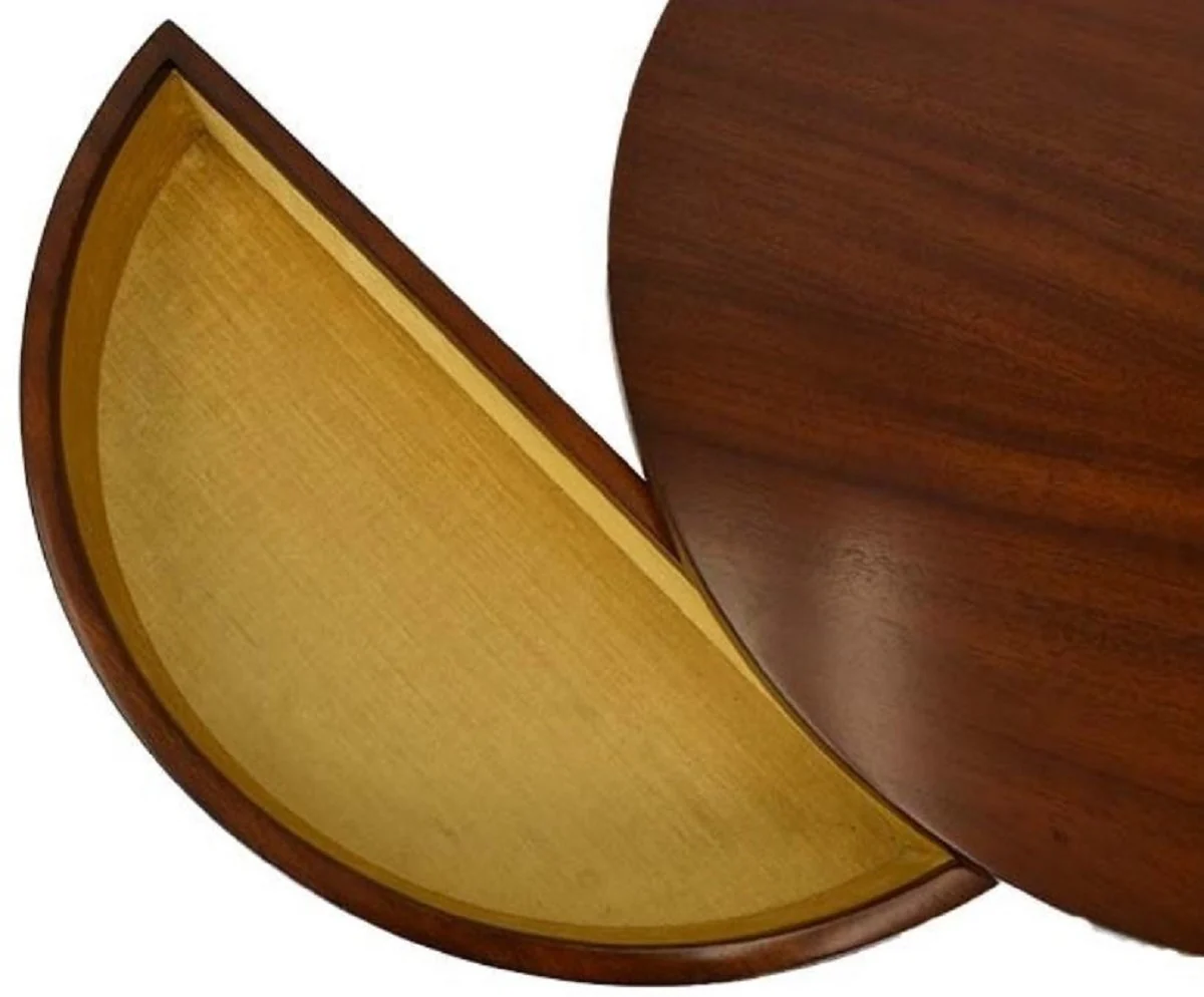 Luxus Beistelltisch Dunkelbraun Ø 54 x H. 54 cm - Runder Mahagoni Tisch mit 2 Schubladen - Luxus Qualität