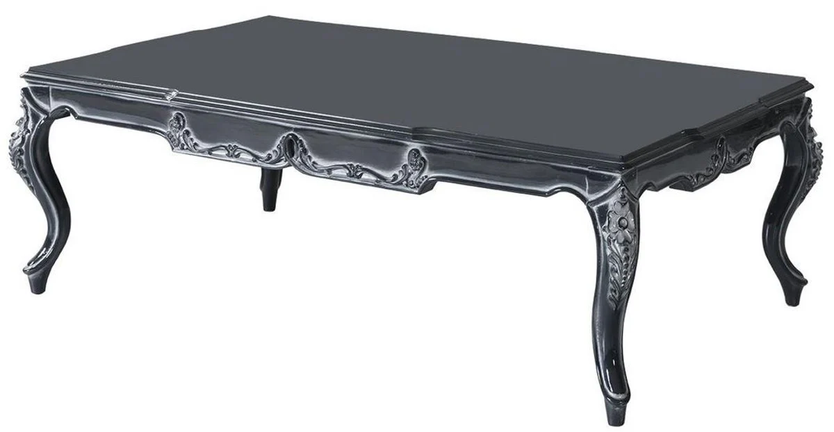 Luxus Barock Wohnzimmer Set Grau / Blau / Grau - 2 Sofas & 2 Sessel & 1 Couchtisch - Prunkvolle Wohnzimmer Möbel im Barockstil