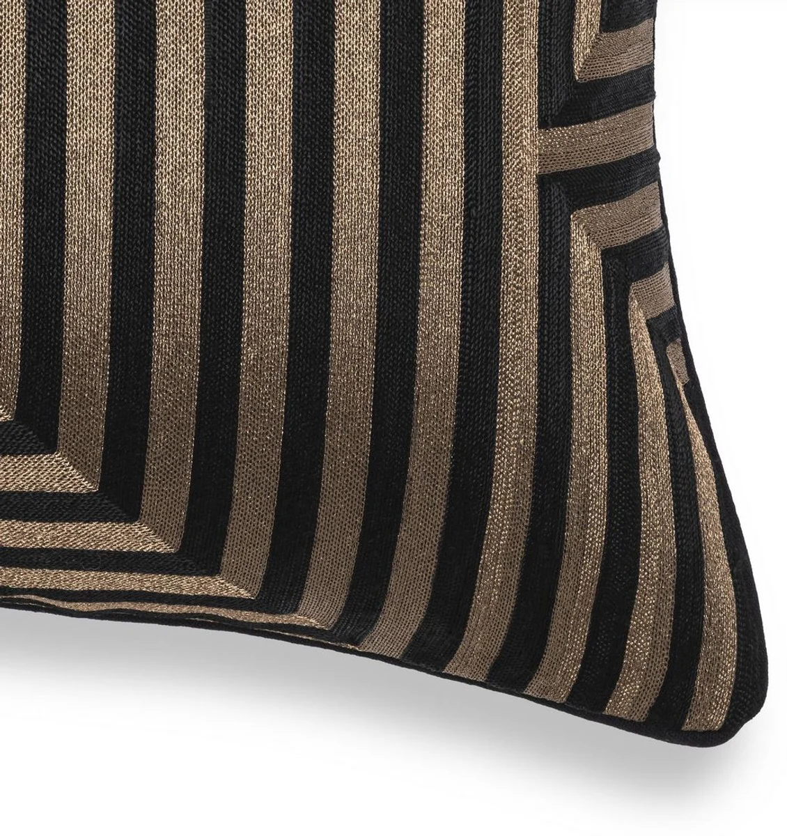 Luxus Deko Kissen Schwarz / Gold 50 x 50 cm - Edles Zierkissen mit elegantem Muster - Luxus Qualität - Hotel Kollektion