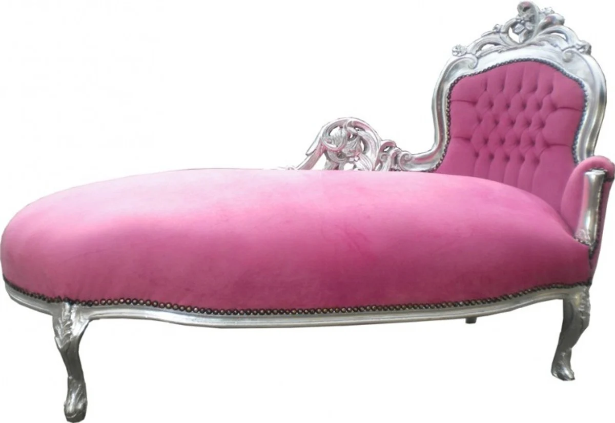 Barock Chaiselongue Rosa/Silber Mod2