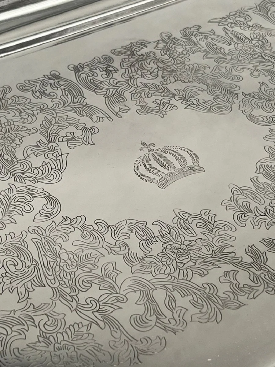 Pompöös by Luxus Barock Serviertablett Krone Silber 53 cm - designed by Harald Glööckler