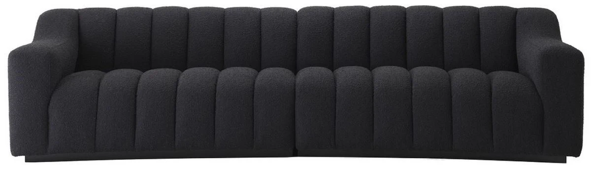 Luxus Sofa Schwarz 300 x 100 x H. 78,5 cm - Leicht gebogenes Wohnzimmer Sofa - Hotel Sofa - Luxus Qualität