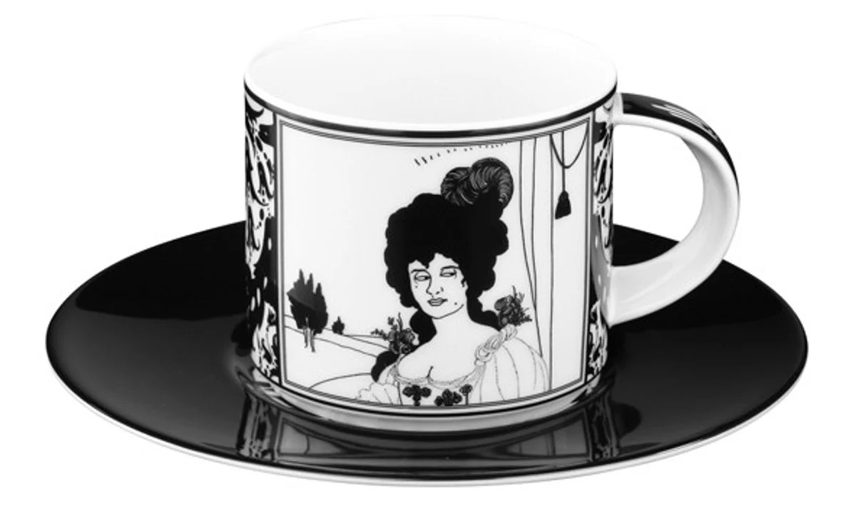 Handgearbeitete Kaffeetasse aus Porzellan mit einem Motiv von Audrey Beardsley Portrait 0,21 Ltr. - feinste Qualität aus der Tettau Porzellanfabrik - wunderschöne Tasse
