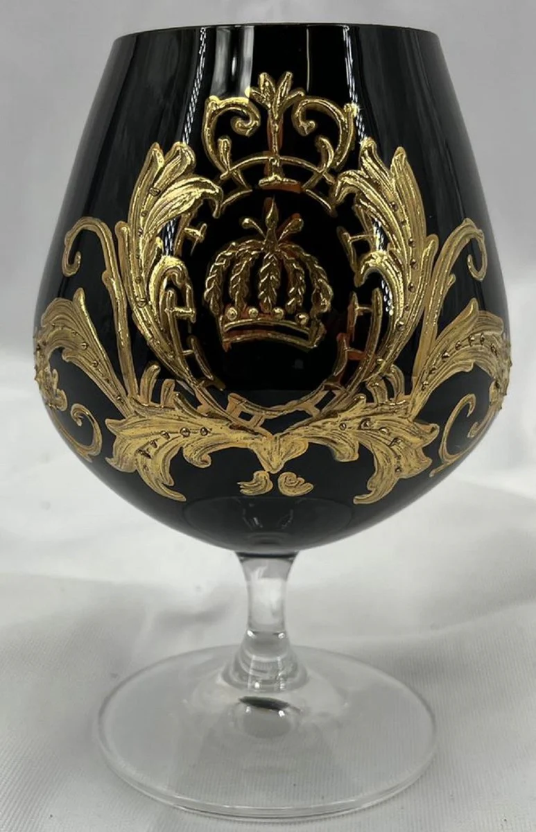 Pompöös by Luxus Cognac Glas mit 24 Karat Vergoldung Schwarz / Gold Ø 9 x H. 14,5 cm - Pompööses Brandy Glas designed by Harald Glööckler
