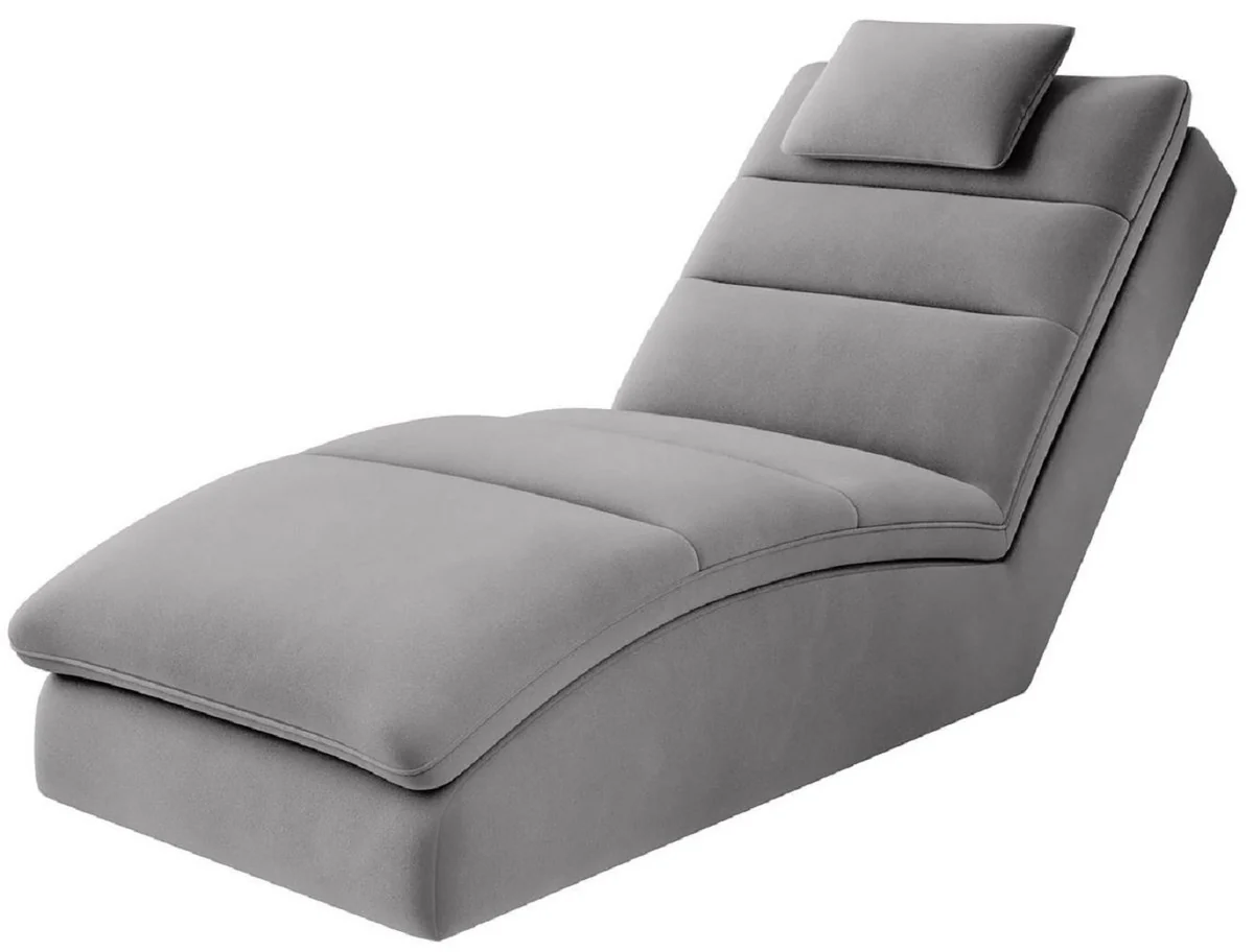 Luxus Samt Chaiselongue mit Kopfkissen Grau 170 cm