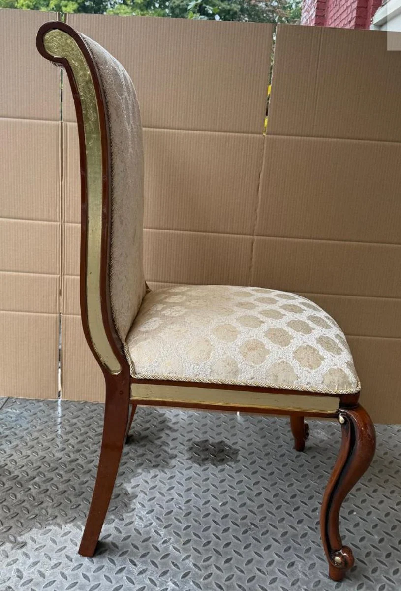 Luxus Barock Esszimmer Stuhl Gold / Braun H. 105 cm - Esszimmer Möbel