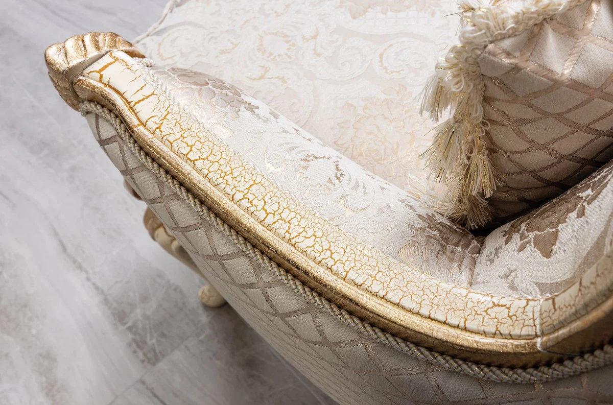 Luxus Barock Wohnzimmer Sofa Weiß / Antik Gold 230 cm - Barock Wohnzimmer Möbel