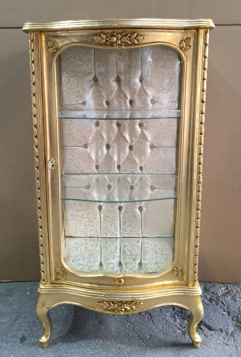 Barock Vitrine mit Glastür Gold H. 114 cm - Barockstil Möbel