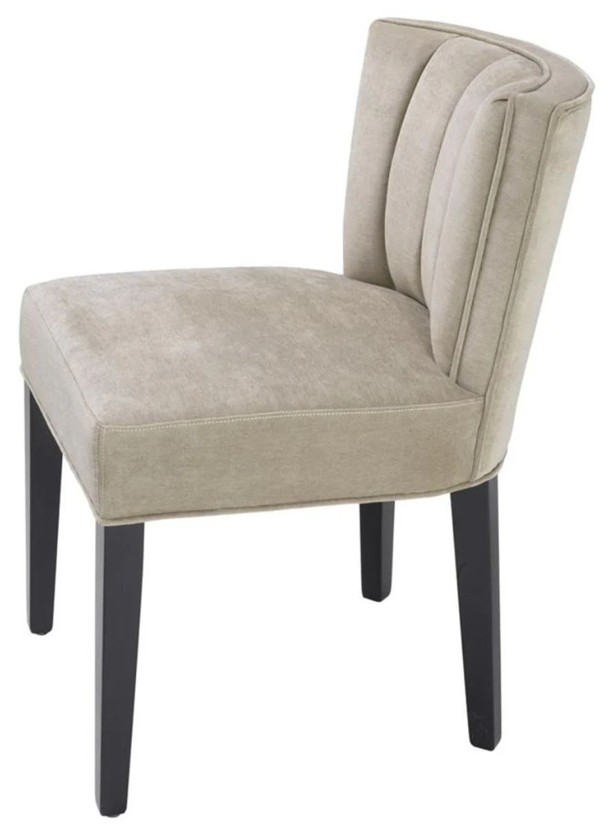 Luxus Esszimmerstuhl Greige / Schwarz 51 x 62 x H. 82 cm - Luxus Esszimmer Möbel