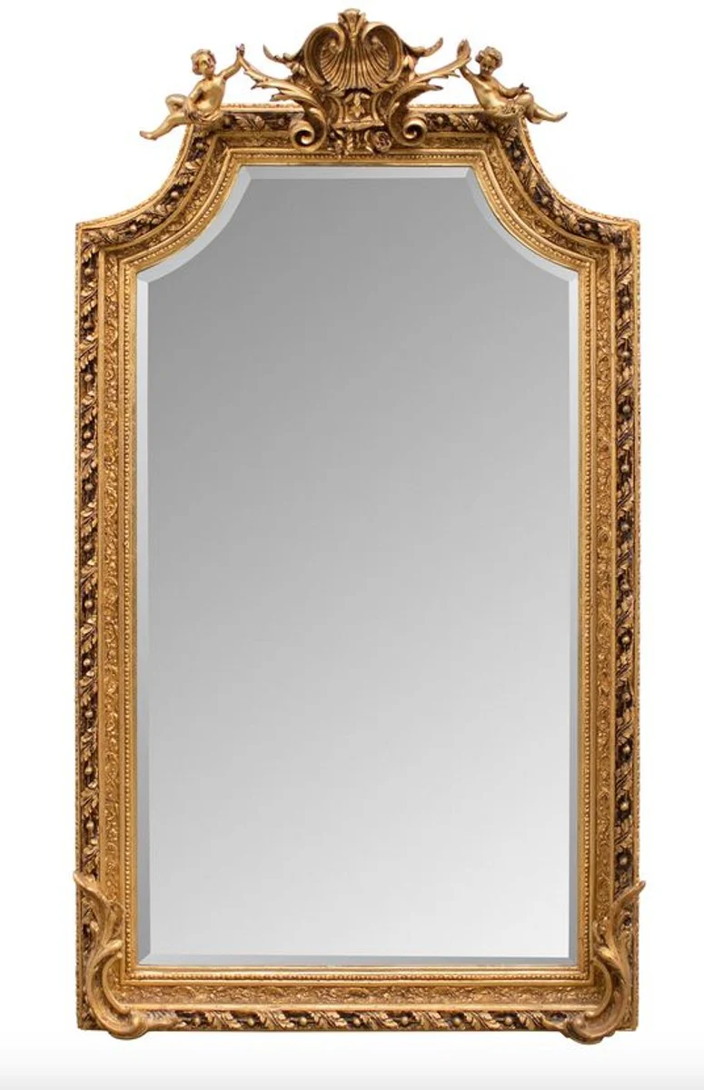 Barock Spiegel Gold mit Engelsfiguren 100 x H. 175 cm - Antik Stil Möbel Wandspiegel