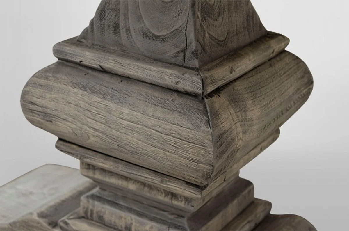 Landhaus Couchtisch Eiche Rustic Grey 140 x 80 cm- Barock Stil Salon Wohnzimmer Tisch Eiche Massiv