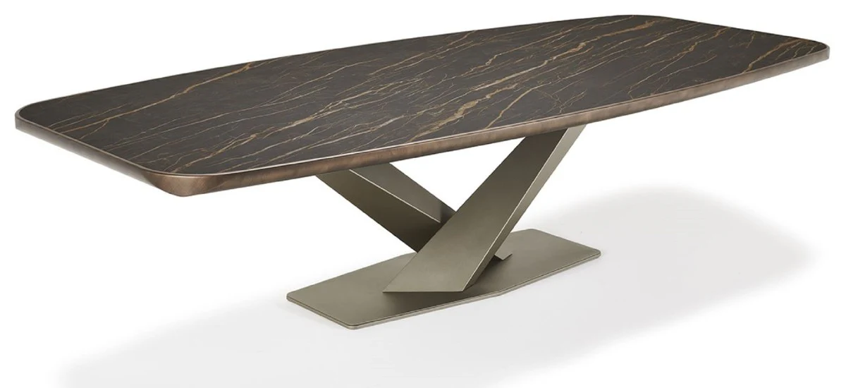 Luxus Esstisch Schwarz / Bronze / Titan 300 x 128 x H. 73 cm - Esszimmertisch mit hochwertiger Keramik Tischplatte - Moderne Esszimmer Möbel - Luxus Qualität - Made in Italy