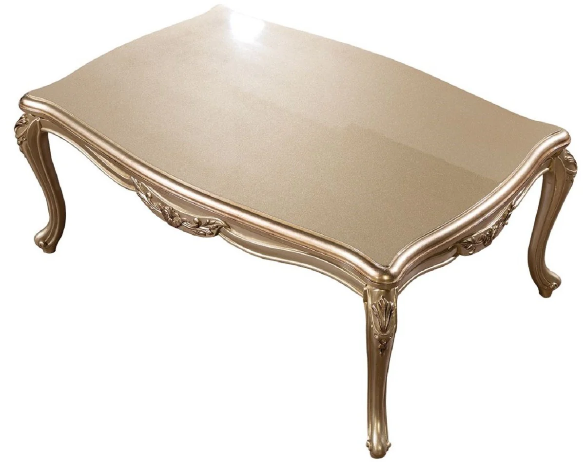 Luxus Barock Couchtisch Gold - Rechteckiger Barockstil Wohnzimmertisch - Barockstil Wohnzimmer Möbel - Barock Möbel - Luxus Möbel im Barockstil - Edel & Prunkvoll