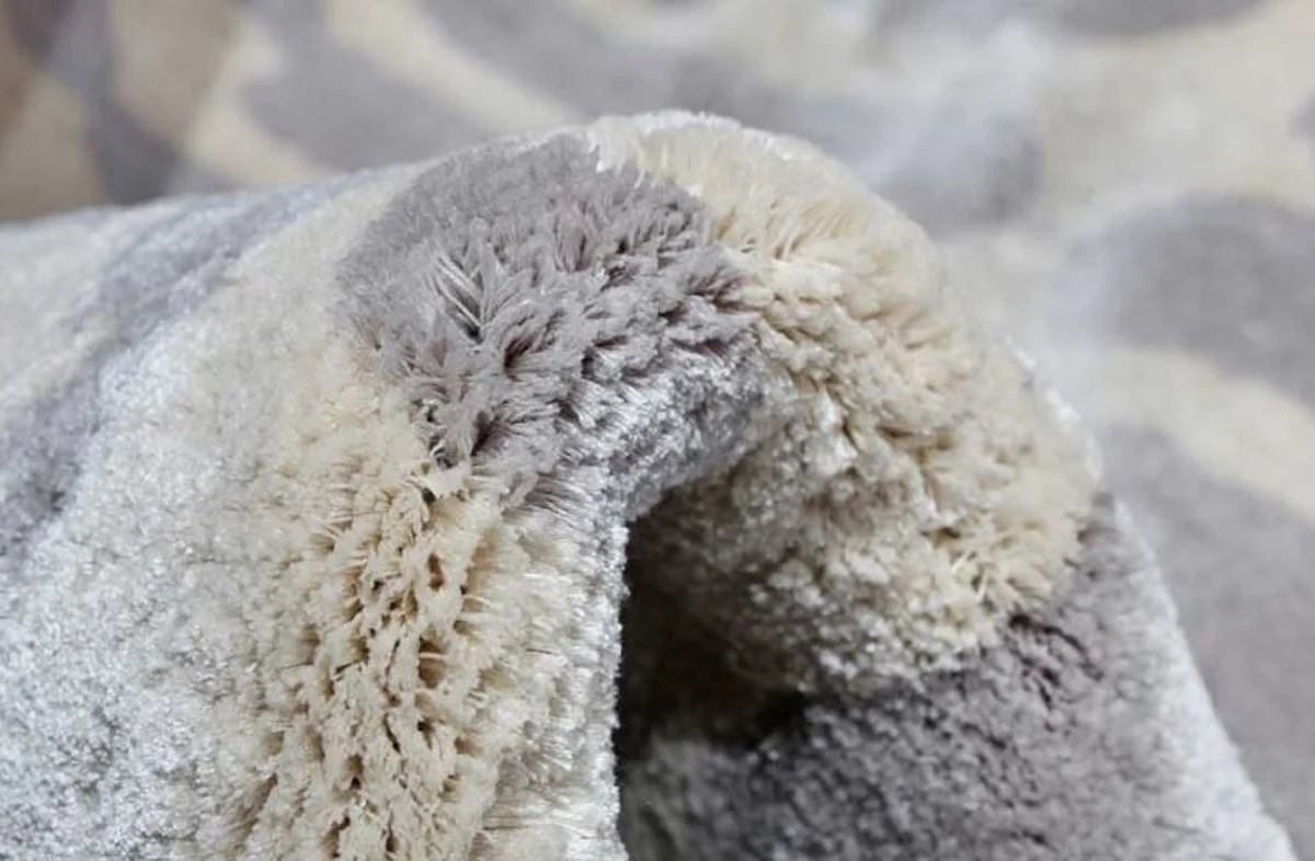 Luxus Viskose Teppich mit Leoparden Design Grau / Creme / Schwarz 160 x 230 cm - Ovaler Wohnzimmer Teppich - Moderner Schlafzimmer Teppich - Luxus Interior - Luxus Qualität