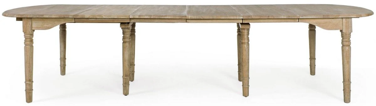 Luxus Massivholz Esstisch Naturfarben 152-382 x 120 x H. 78 cm - Ausziehbarer Massivholz Küchentisch - Esszimmer Möbel - Küchen Möbel - Massivholz Möbel - Luxus Möbel