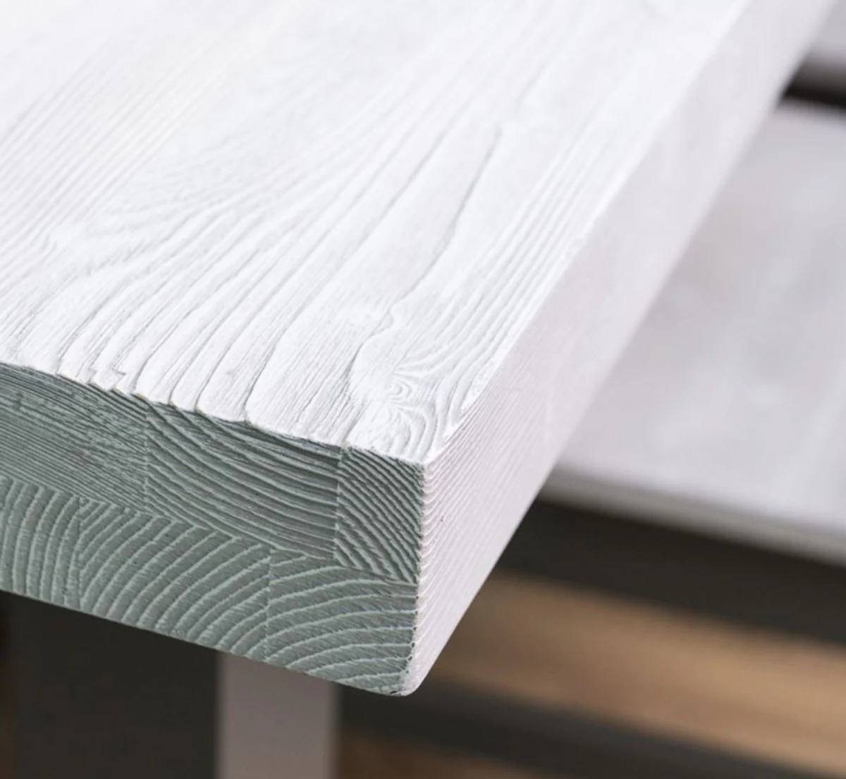 Landhausstil Esszimmer Möbel Set Hellgrau / Grau - 1 Esstisch & 6 Esszimmerstühle - Massivholz Esszimmer Möbel - Landhausstil Möbel