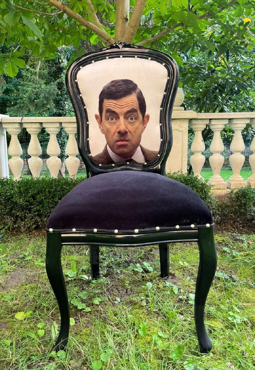 Luxus Barock Esszimmer Stuhl Karikatur Design / Schwarz - Barock Esszimmer Möbel