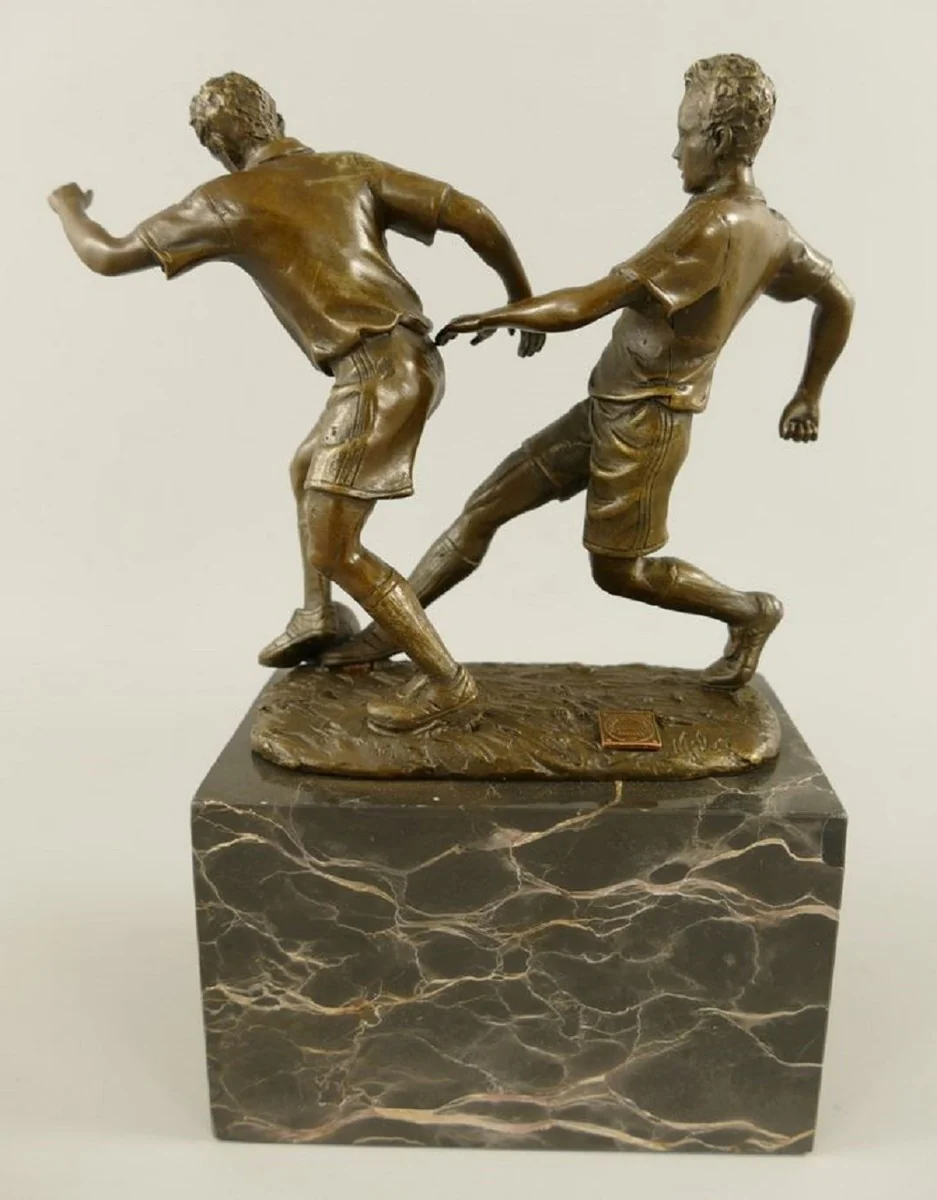 Bronze Skulptur 2 Fußballspieler Bronze / Grau H. 23 cm - Schreibtisch Deko