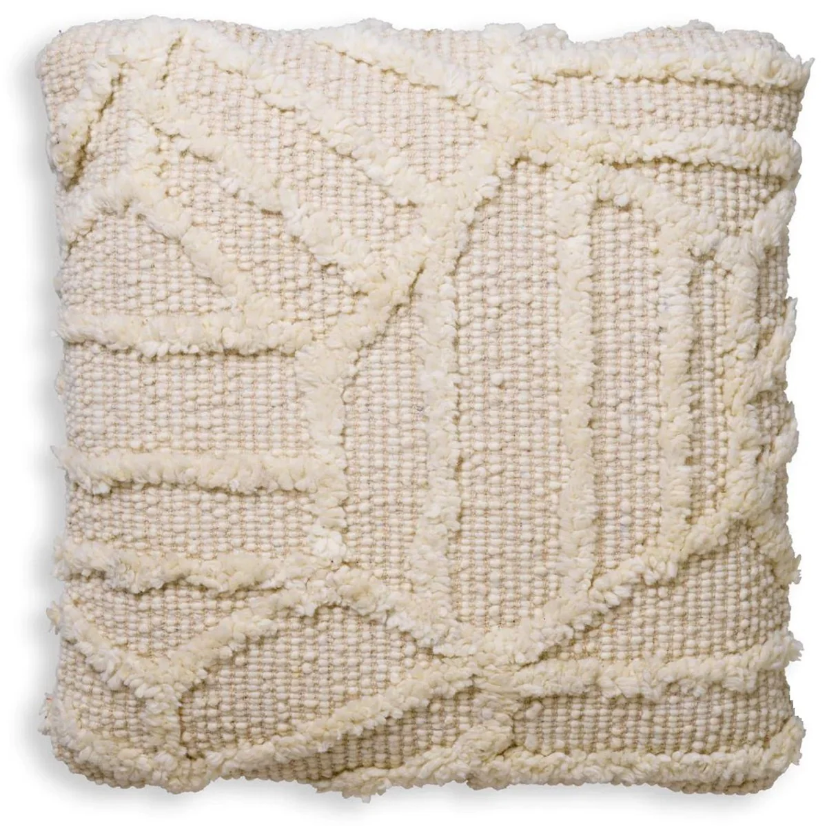 Luxus Kissen Elfenbein 60 x 60 cm - Handgewebtes Deko Woll Kissen - Quadratisches Zierkissen - Wohnzimmer Dekoration - Luxus Deko Accessoires - Luxus Qualität