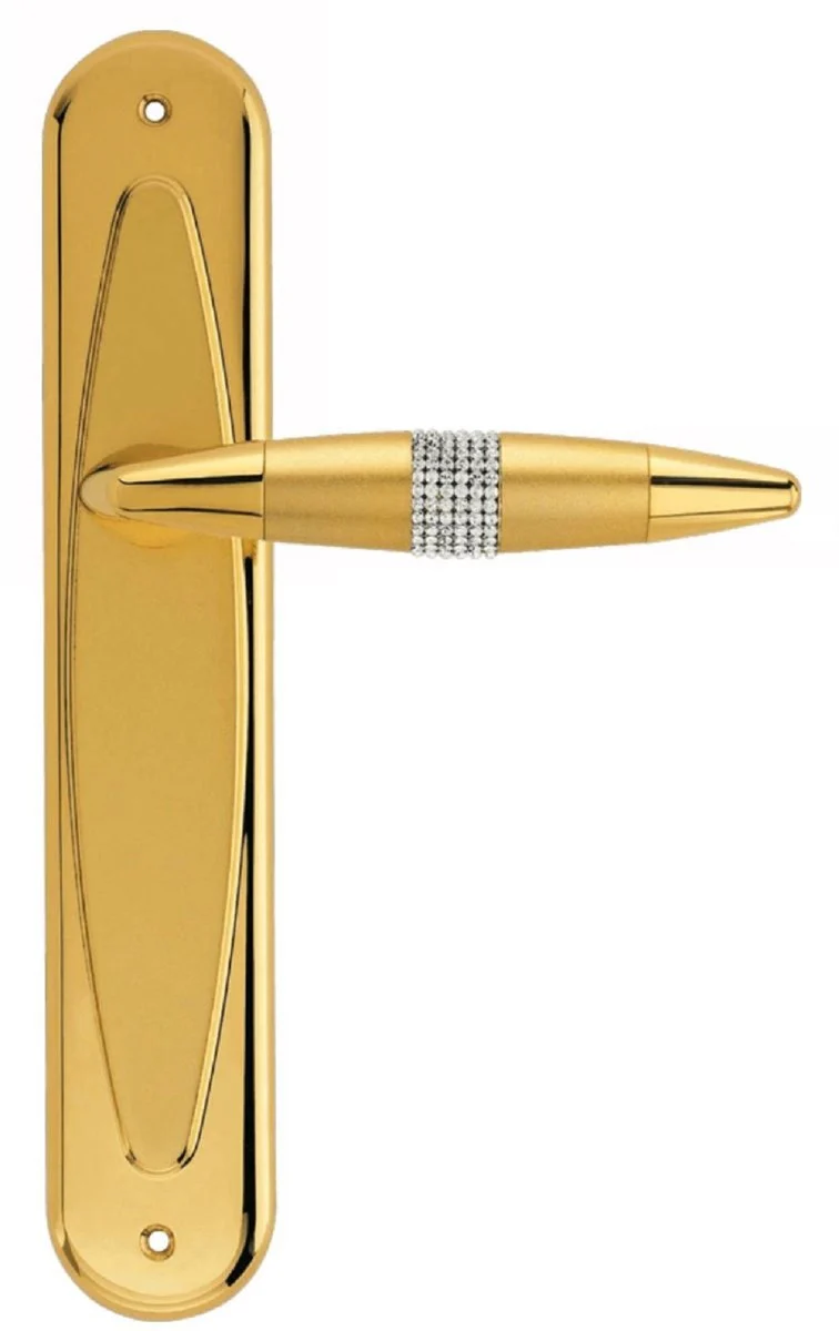 Luxus Türklinken Set Gold 16 x H. 27,5 cm - Türgriffe besetzt mit Swarovski Kristallen