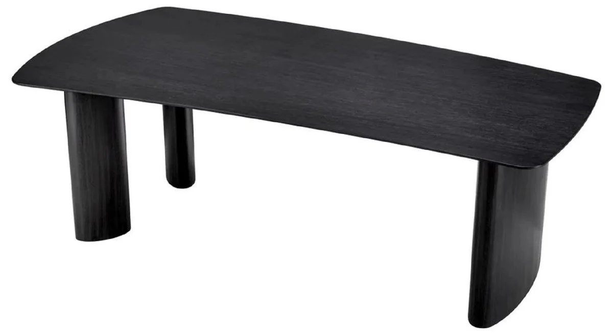 Luxus Esstisch Schwarzgrau 230 x 120 x H. 76,5 cm - Massivholz Küchentisch mit leicht gebogener Tischplatte - Esszimmer Möbel - Küchen Möbel - Luxus Möbel - Luxus Einrichtung