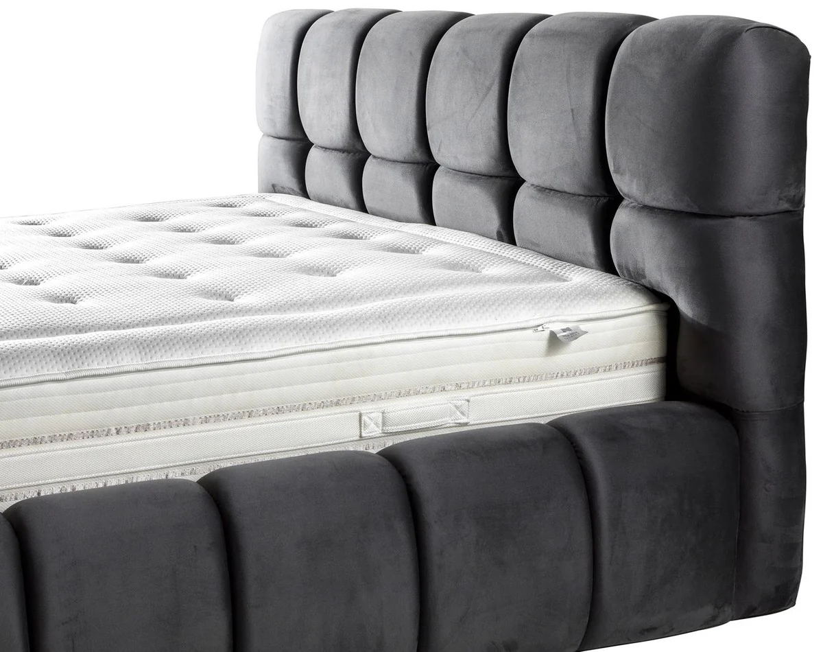 Luxus Doppelbett Grau - Verschiedene Größen - Modernes Bett mit Matratze - Schlafzimmer Möbel