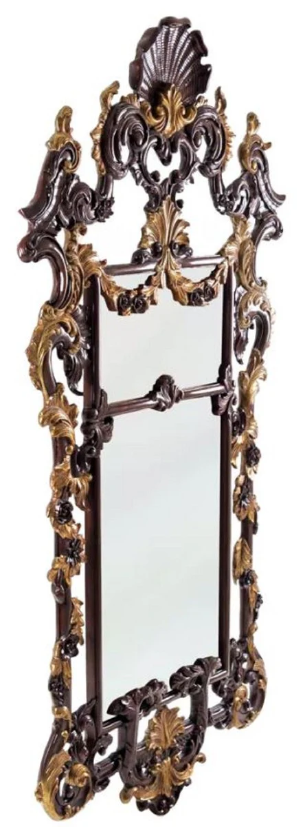 Luxus Barock Mahagoni Spiegel Dunkelbraun / Gold H. 210 cm - Barock Möbel
