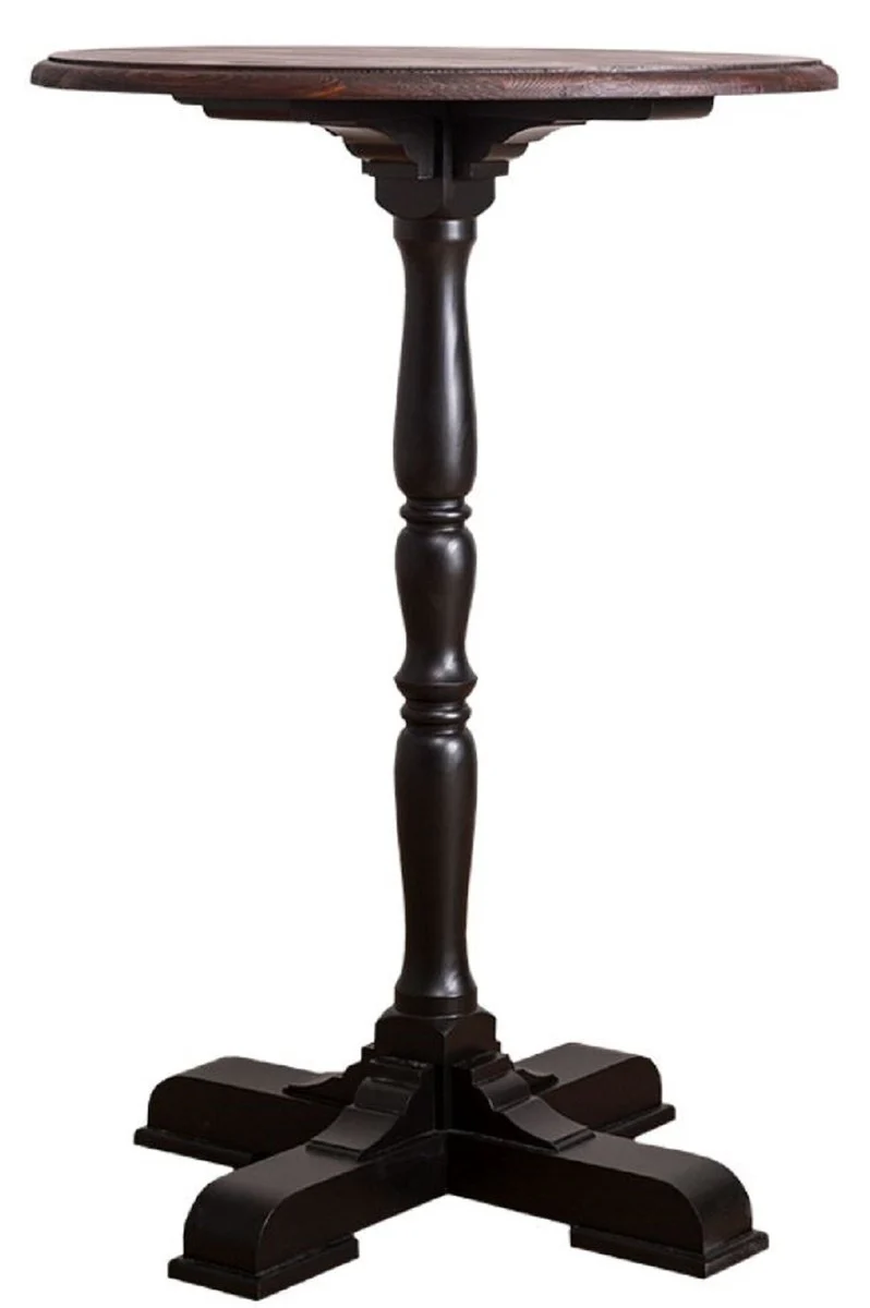 Landhausstil Stehtisch Schwarz / Dunkelbraun Ø 78 x H. 110 cm - Runder Bartisch im Landhausstil