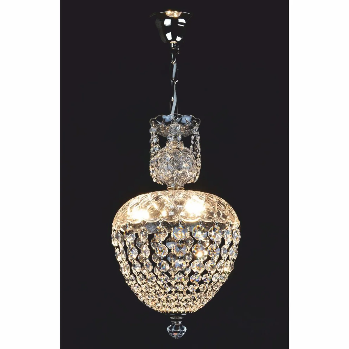 Luxus Barock Kristall LED Hängeleuchte Silber Ø 25 x H. 41 cm - Barock Leuchten