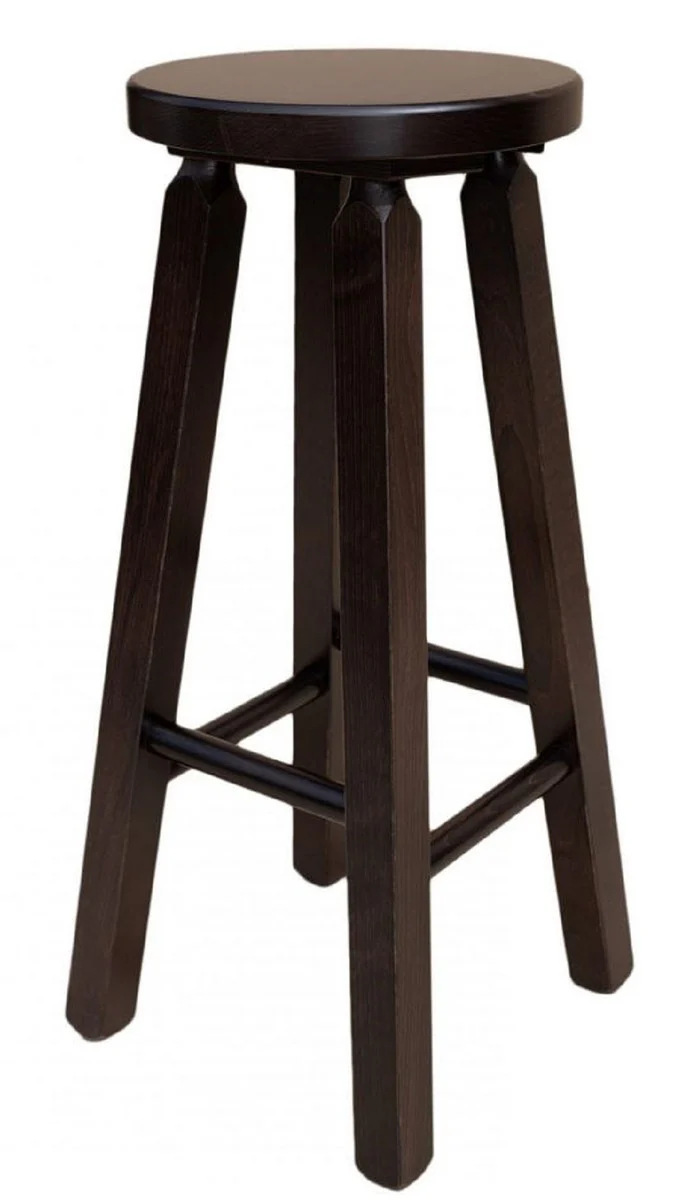 Landhausstil Massivholz Barhocker Dunkelbraun H. 80 cm - Bar Möbel