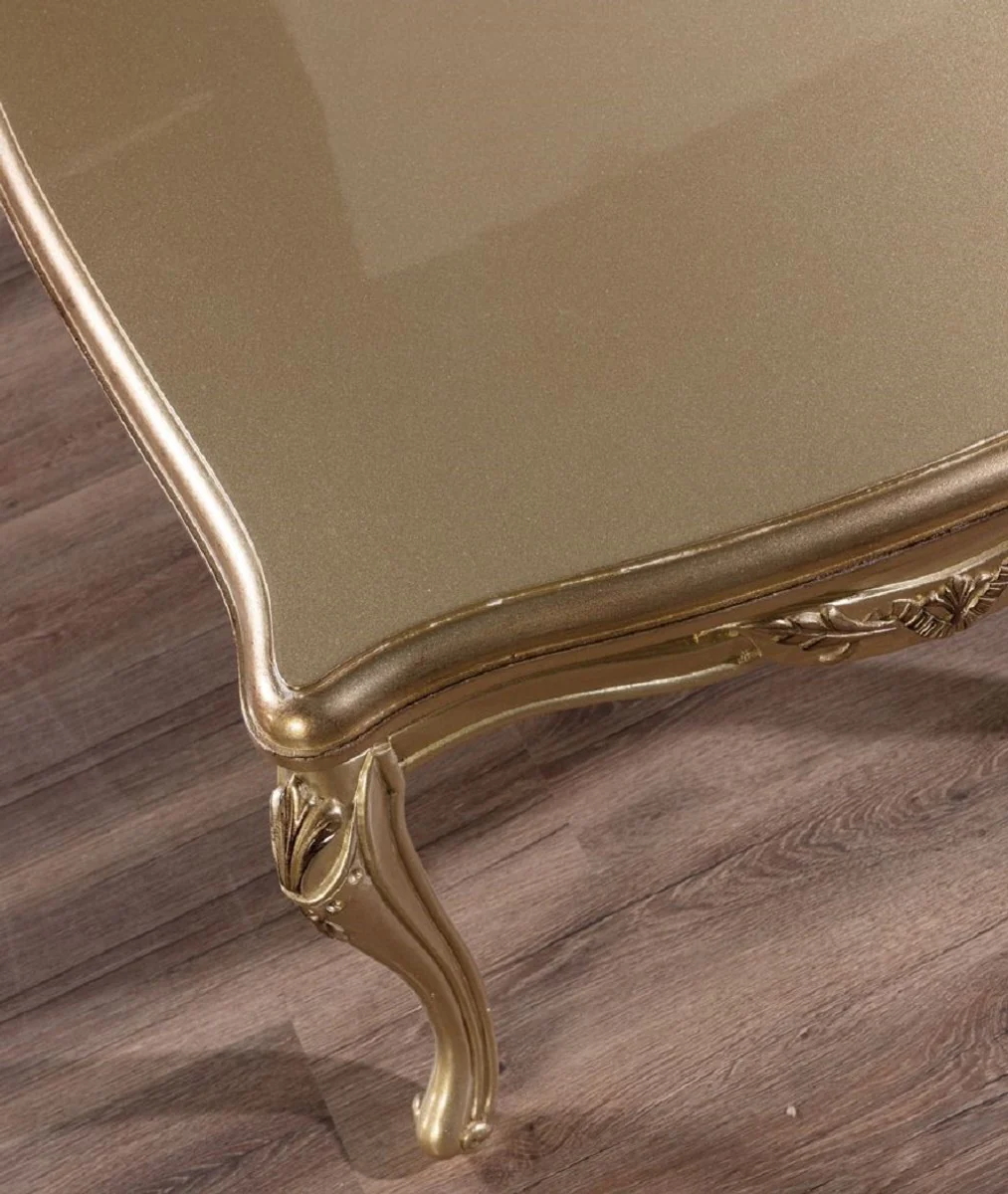 Luxus Barock Couchtisch Gold - Rechteckiger Barockstil Wohnzimmertisch - Barockstil Wohnzimmer Möbel - Barock Möbel - Luxus Möbel im Barockstil - Edel & Prunkvoll