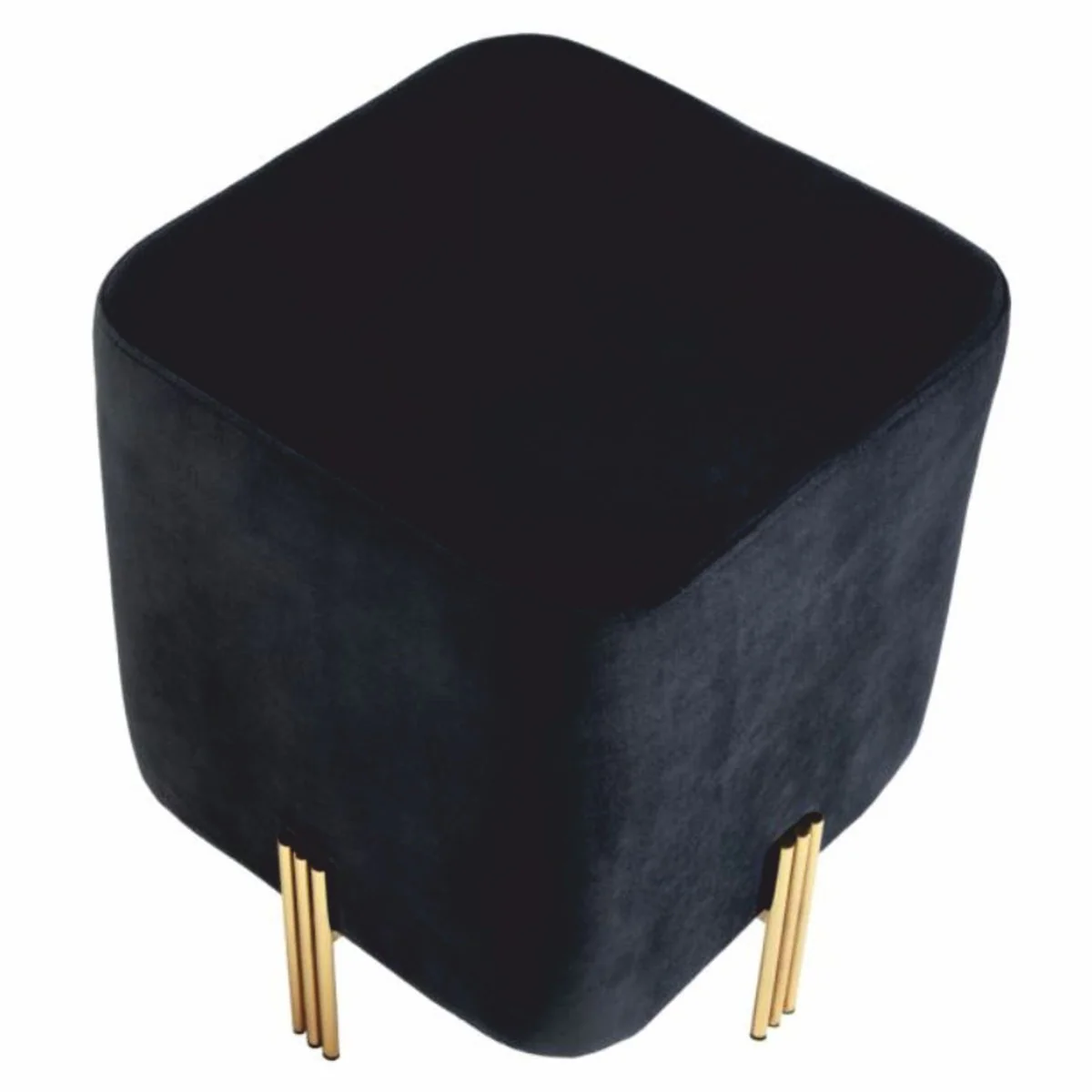 Luxus Samt Hocker Schwarz / Messing H. 45 cm - Luxus Möbel