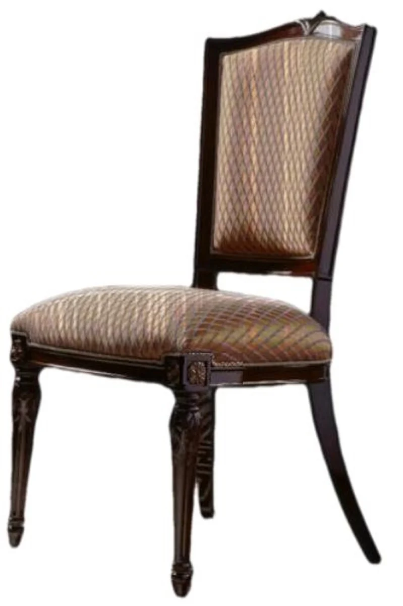 Luxus Barock Esszimmerstuhl 8er Set Orange / Dunkelbraun - Prunkvolle Esszimmerstühle im Barockstil - Barock Esszimmer Möbel - Luxus Esszimmer Möbel im Barockstil