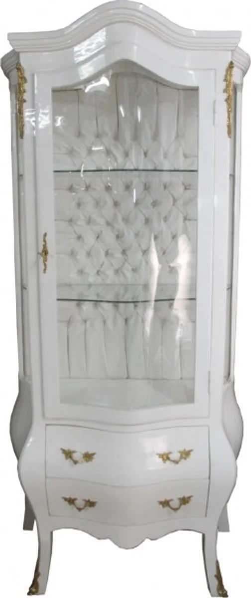 Barock Glasvitrine Weiß / Gold - Vitrinen Schrank