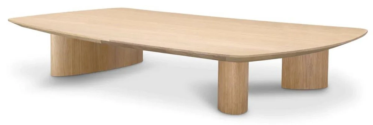 Luxus Couchtisch Naturfarben 185 x 120 x H. 30 cm - Massivholz Wohnzimmertisch mit leicht gebogener Tischplatte - Wohnzimmer Möbel - Hotel Möbel - Luxus Möbel - Luxus Einrichtung