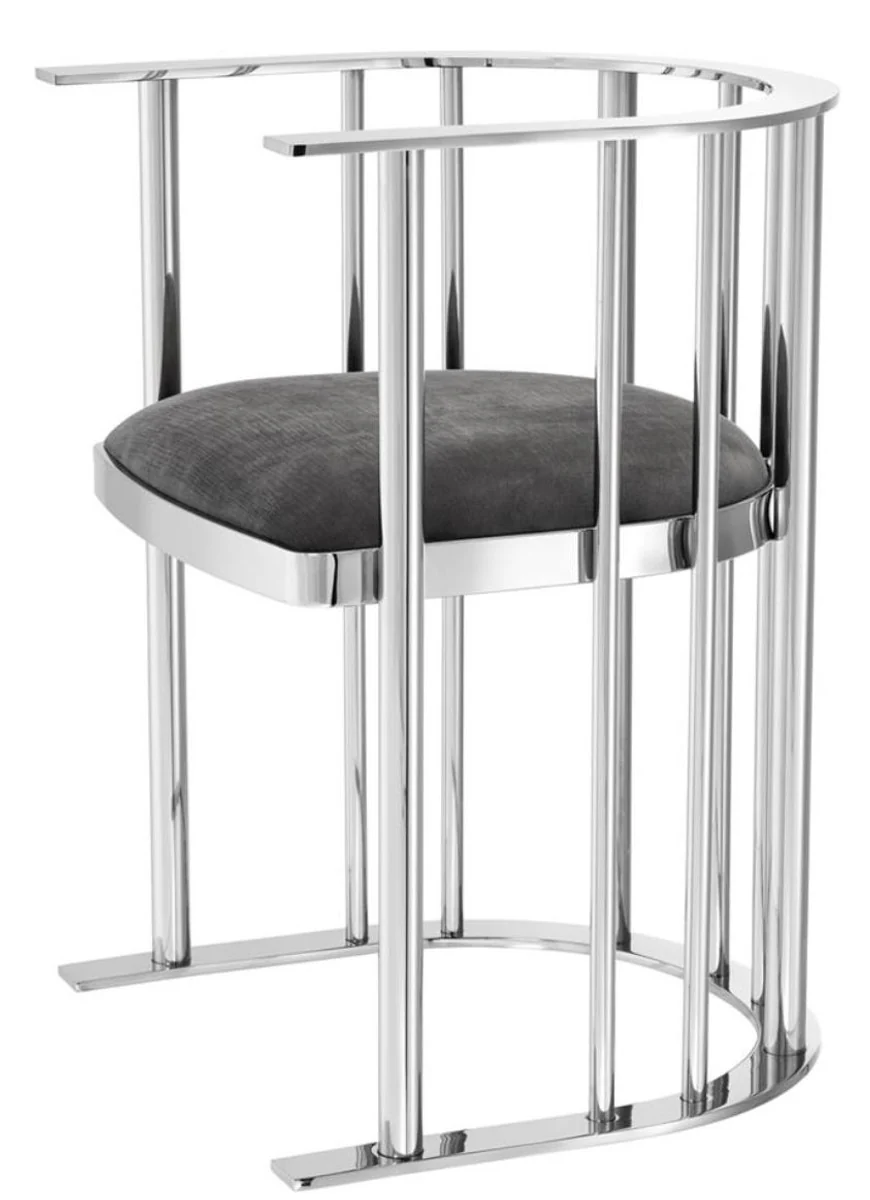 Designer Stuhl mit Armlehnen Silber / Dunkelgrau 54,5 x 53 x H. 68 cm - Designermöbel