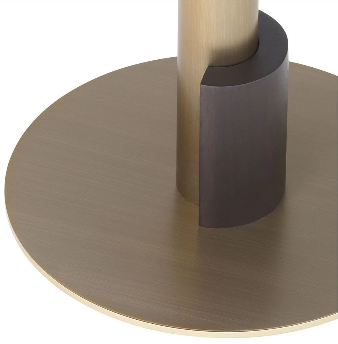 Luxus Esstisch Grau / Messingfarben / Dunkelbraun Ø 85 x H. 76 cm - Runder Esszimmertisch mit Marmorplatte - Esszimmer Möbel - Luxus Qualität