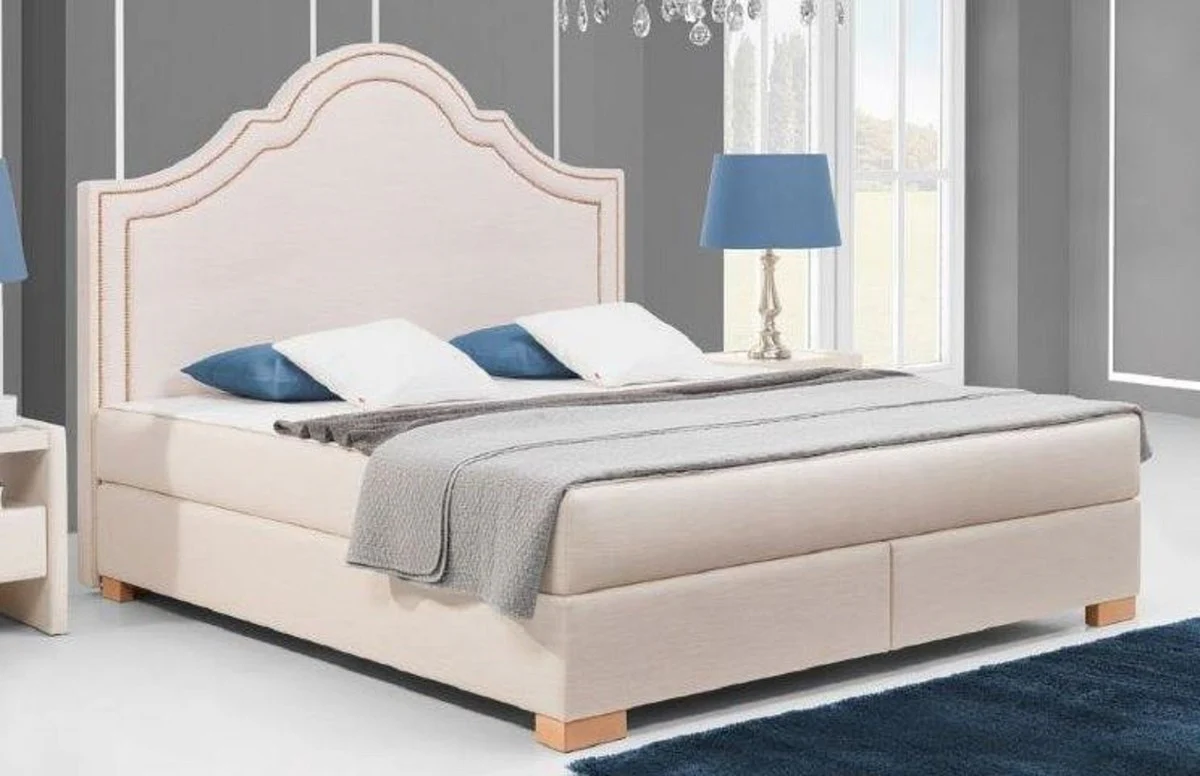 Jugendstil Doppelbett Rosa / Naturfarben - Verschiedene Größen - Jugendstil Massivholz Bett mit Kopfteil - Jugendstil Boxspringbett - Schlafzimmer Möbel im Jugendstil