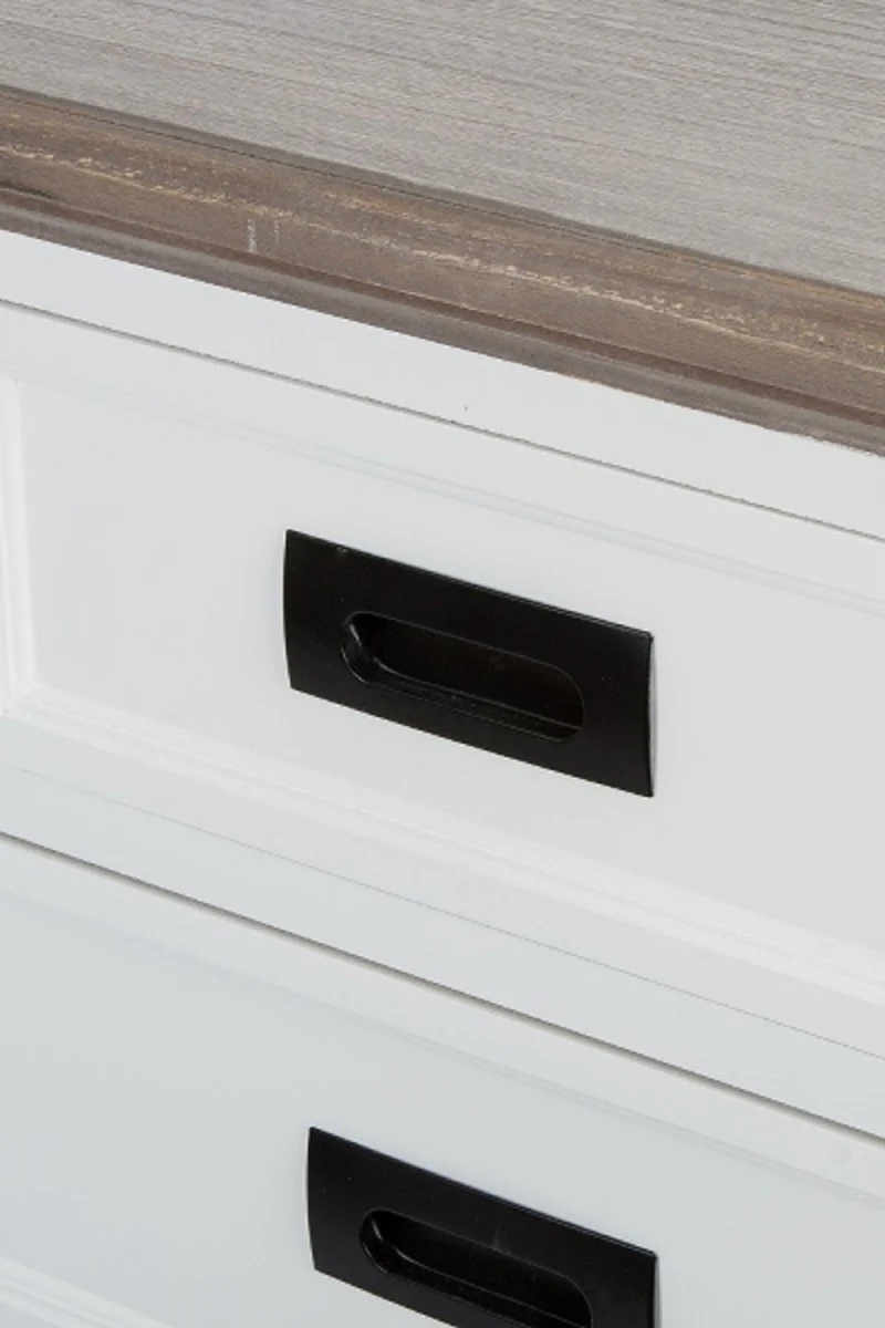 Landhausstil Kommode mit 5 Schubladen Weiß / Grau 85 x 40 x H. 86 cm - Landhausstil Möbel