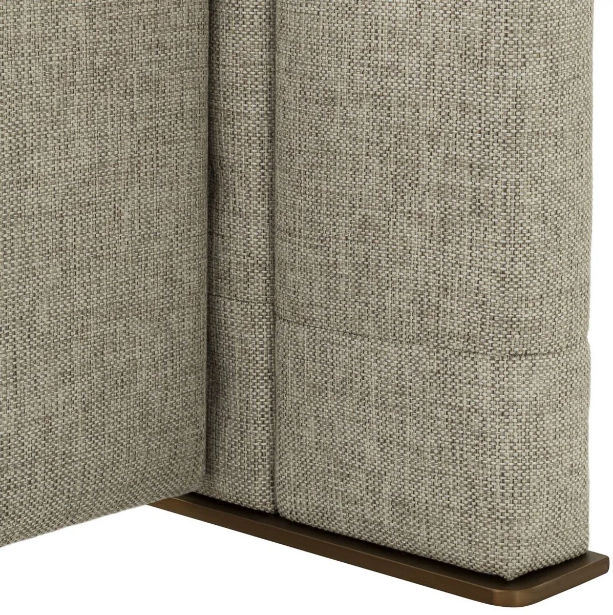 Luxus Doppelbett Rahmen mit Kopfteil Naturfarben / Messing / Anthrazitgrau 224 x 224 x H. 145,5 cm - Schlafzimmer Möbel - Hotel Möbel - Luxus Qualität