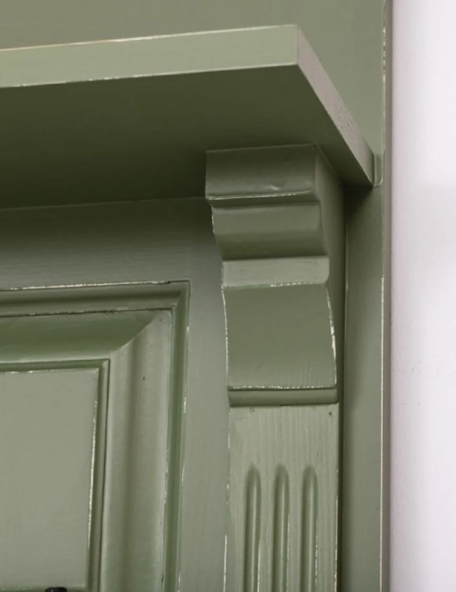 Landhausstil Massivholz Garderobenschrank Antik Grün 140 x 41 x H. 210 cm - Wand Garderobe - Flur Schrank - Flurmöbel - Garderobenmöbel - Landhausstil Möbel