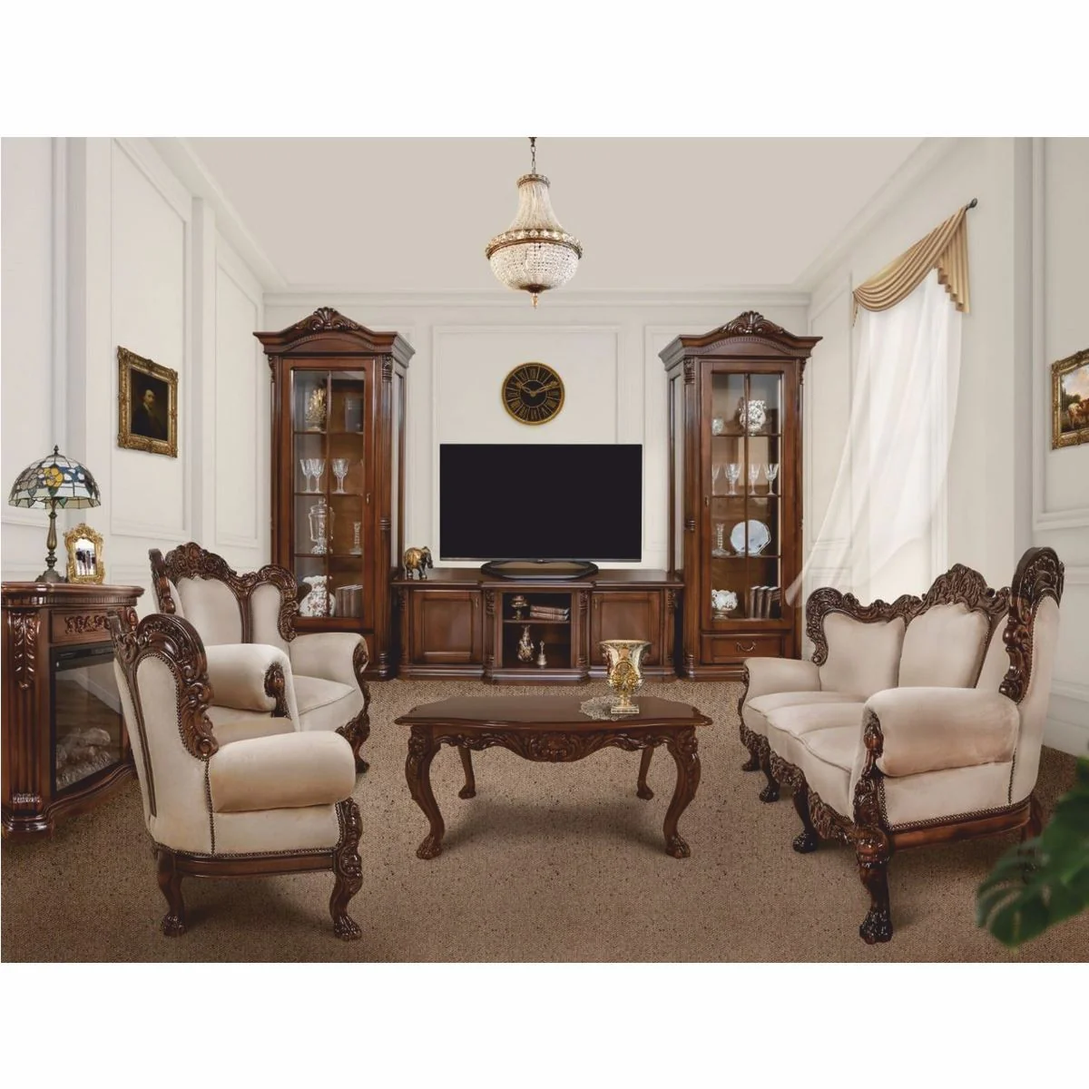 Luxus Barock Couchtisch Dunkelbraun 120 cm - Barockstil Wohnzimmer Möbel