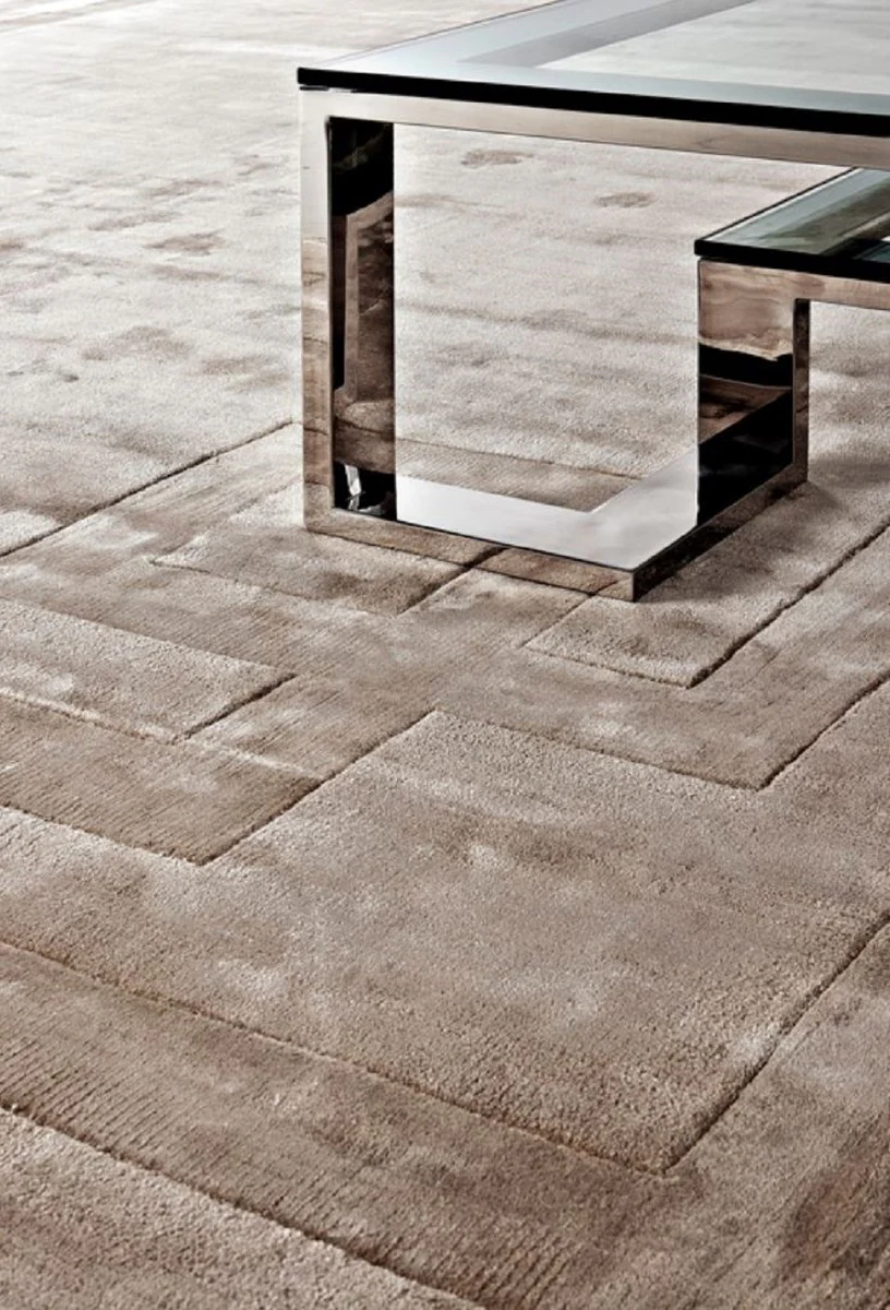 Luxus Viskose Wohnzimmerteppich Naturfarben - Verschiedene Größen - Luxus Qualität