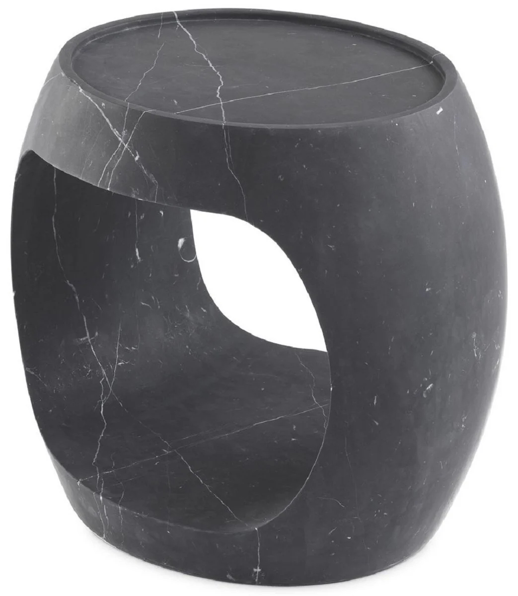 Luxus Marmor Beistelltisch Schwarz 43 x 36,5 x H. 40,5 cm - Marmor Möbel - Luxus Qualität
