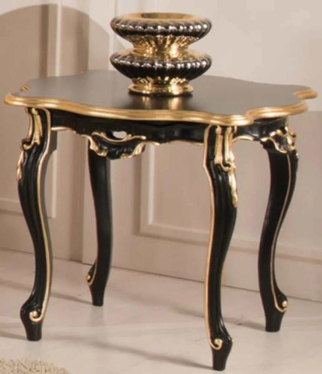 Luxus Barock Beistelltisch Schwarz / Gold 62 x 62 x H. 57 cm - Edler Tisch im Barockstil - Barock Wohnzimmer Möbel