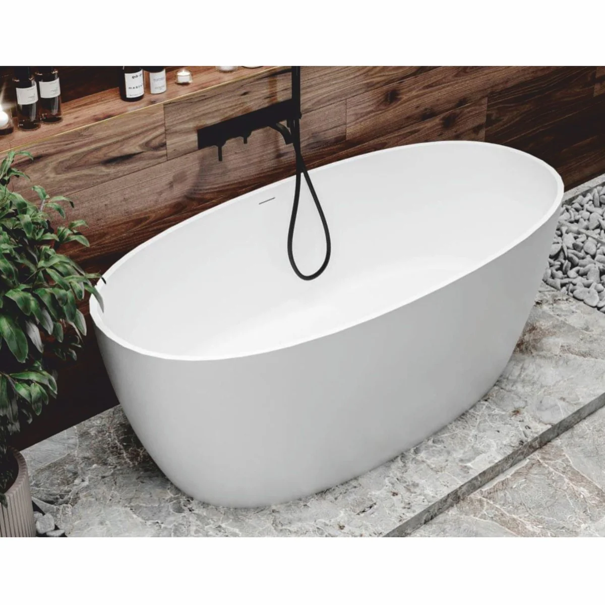 Freistehende Luxus Badewanne Hochglanz Weiß 169,4 cm - Badezimmer Möbel