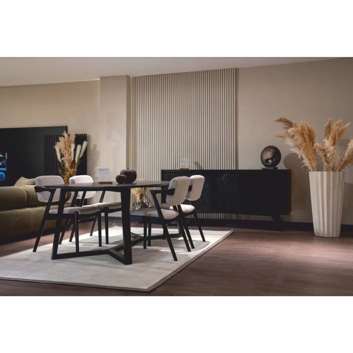 Luxus Massivholz Esstisch Schwarz 220 cm - Esszimmer Möbel