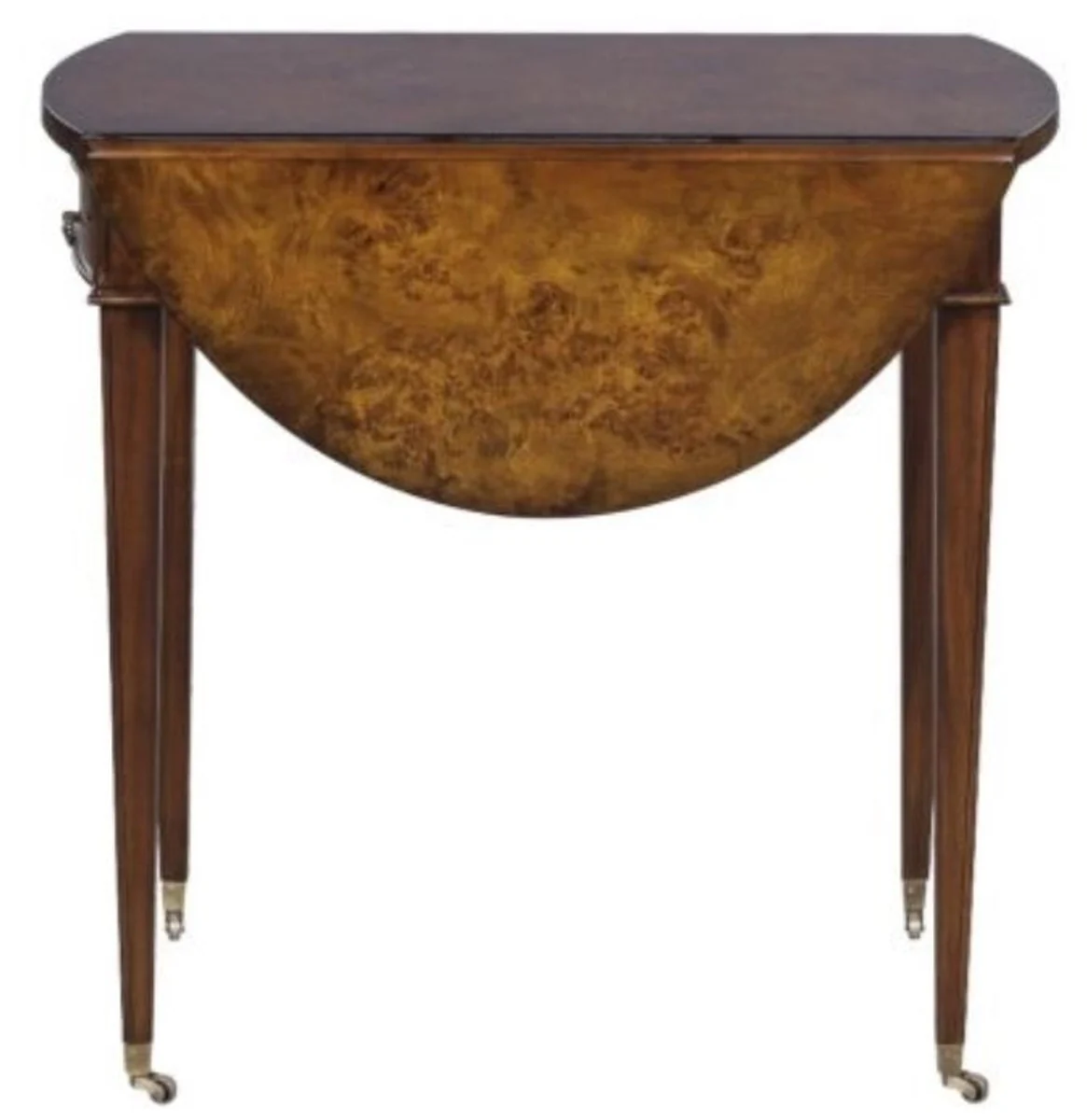 Luxus Beistelltisch mit Schublade Braun / Hellbraun 89 x 76 x H. 64 cm - Wohnzimmer Beistelltisch auf Rollen