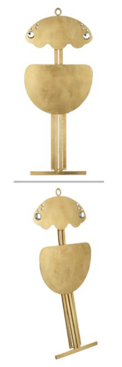 Luxus Klappstuhl Gold 42 x 32 x H. 88 cm - Metall Stuhl mit Swarovski Kristallglas - Luxus Möbel