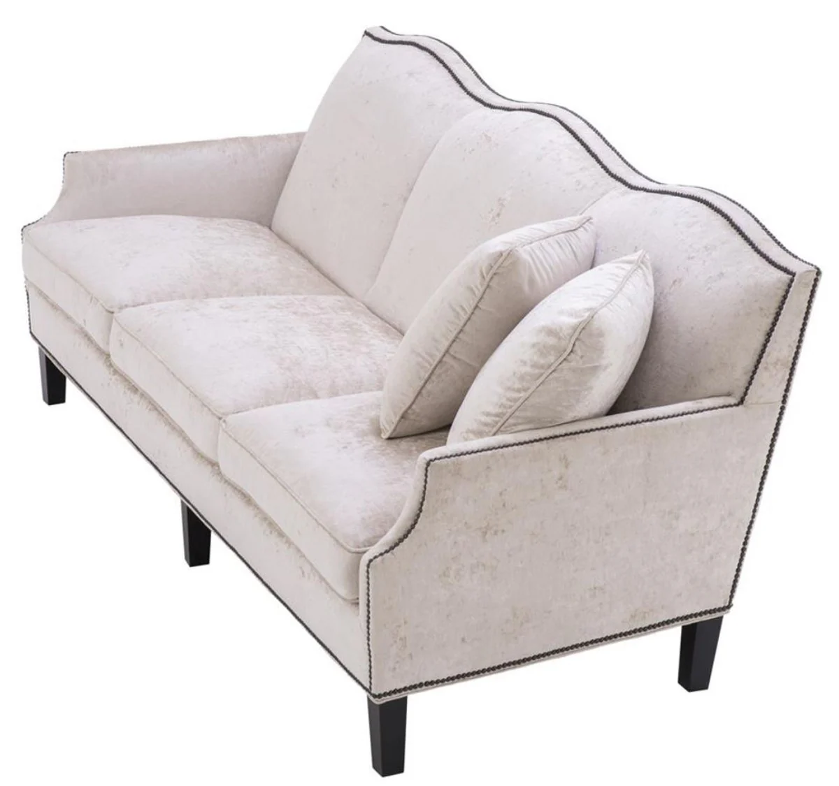 Luxus Wohnzimmer Sofa Creme / Schwarz 220 x 98 x H. 90 cm - Limited Edition